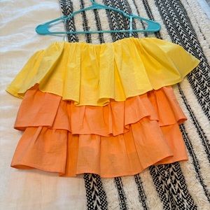 Do + be strapless ruffle top